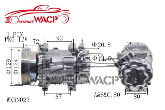 12V 6PK SD7V16 르노 더스터 클리오 메간 닛산 WXRN023용 자동차 에어컨 컴프레서