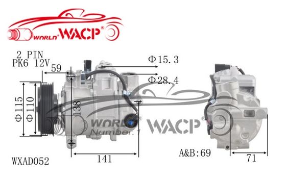 6SEU 자동차 AC 압축기 8K0260805J 2483001600 Audi A4/A5/A6/Q5 2003-2017 WXAD052